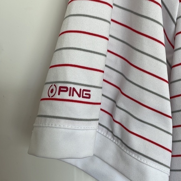 Ping Men’s Striped Golf Polo Shirt White/Red L - Picture 4 of 6